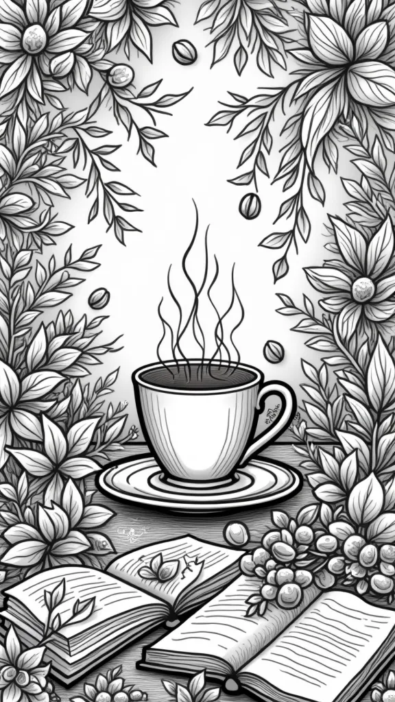 coloriage adulte de café